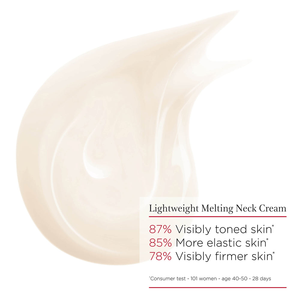 CLARINS applied to model's neck and décolleté for lifted look