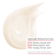 CLARINS applied to model's neck and décolleté for lifted look