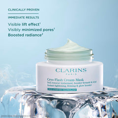 CLARINS close-up of Cryo-Flash texture highlighting cooling gel benefit