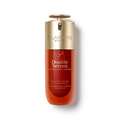 Clarins Double Serum front bottle showing premium design and anti-aging benefits