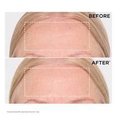 Clarins Double Serum dispensed into palm demonstrating easy absorption benefit