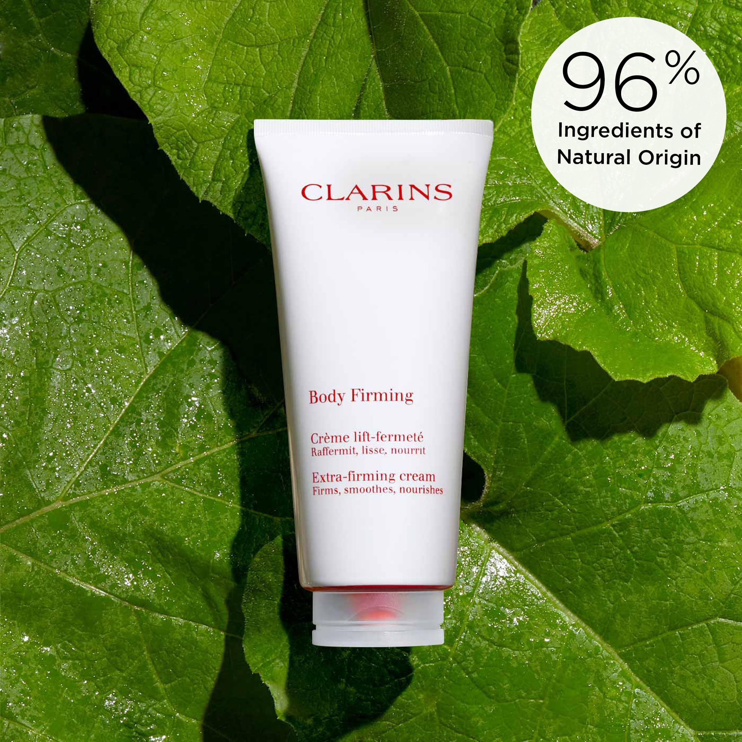 Clarins cream applied to arms demonstrating toning and smoothing