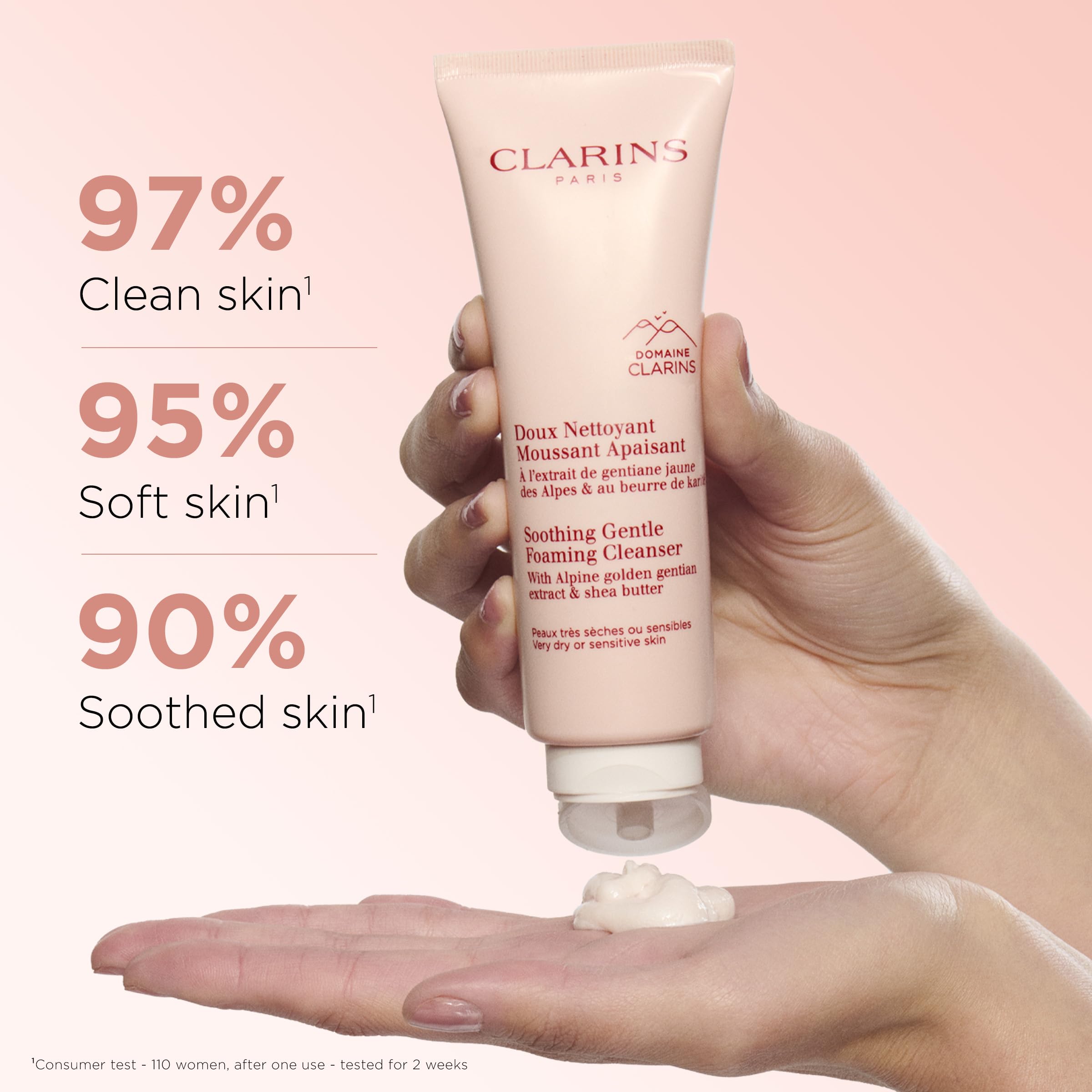 Clarins foam texture close-up demonstrating gentle lather