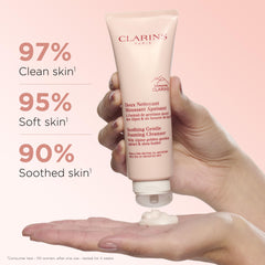 Clarins foam texture close-up demonstrating gentle lather
