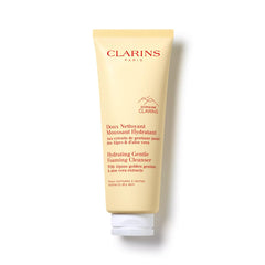 Clarins front packaging of hydrating foaming cleanser showing product benefit