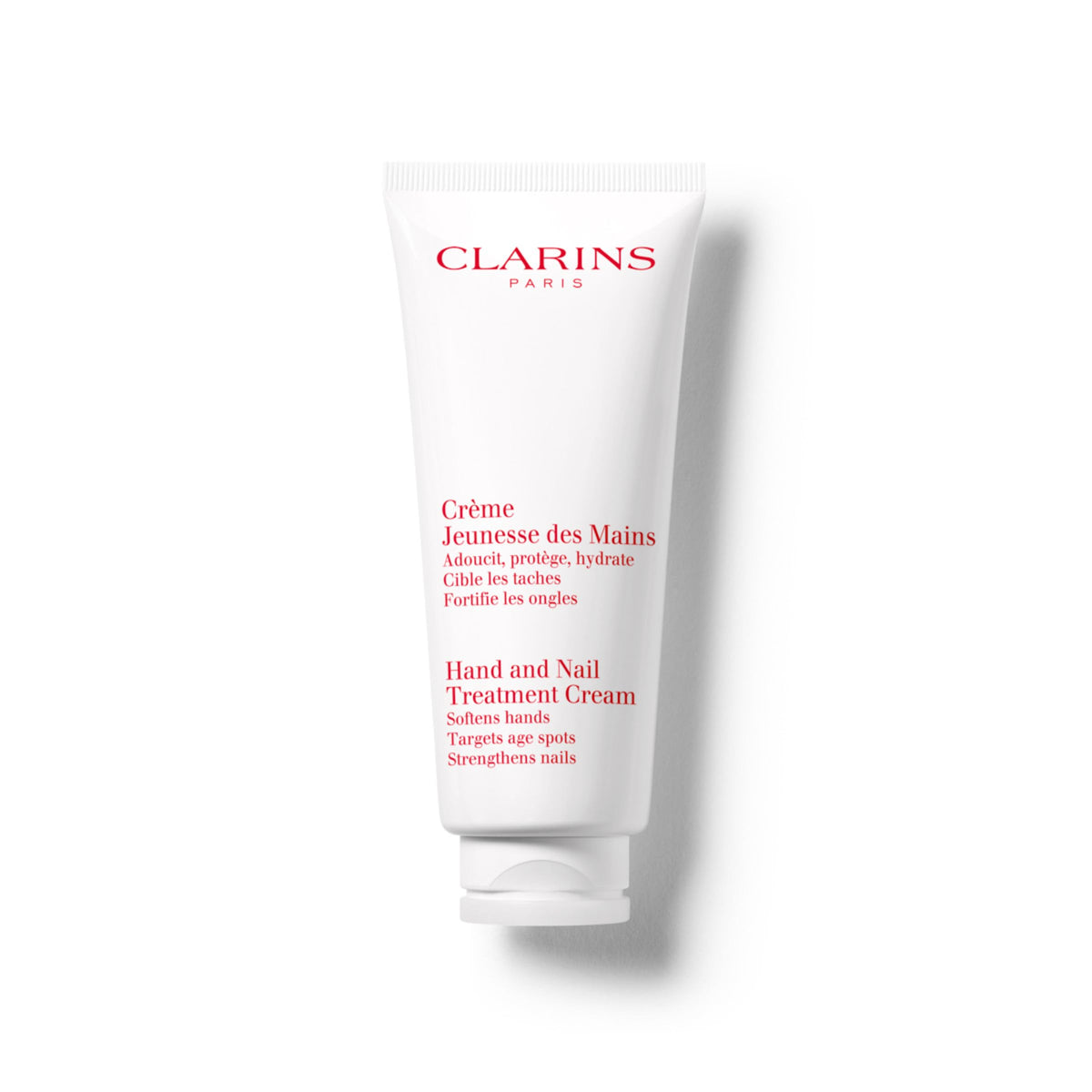 Clarins front tube view showing packaging and brand moisturizing benefits