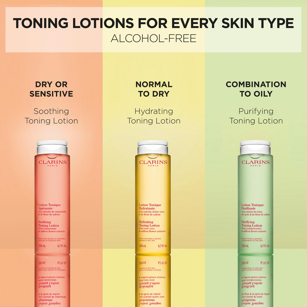 CLARINS toner on bathroom vanity conveying daily routine comfort