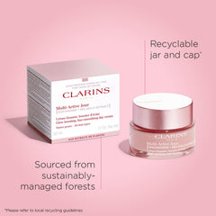 Clarins jar with outer box styled for gifting and shelf-ready presentation benefit