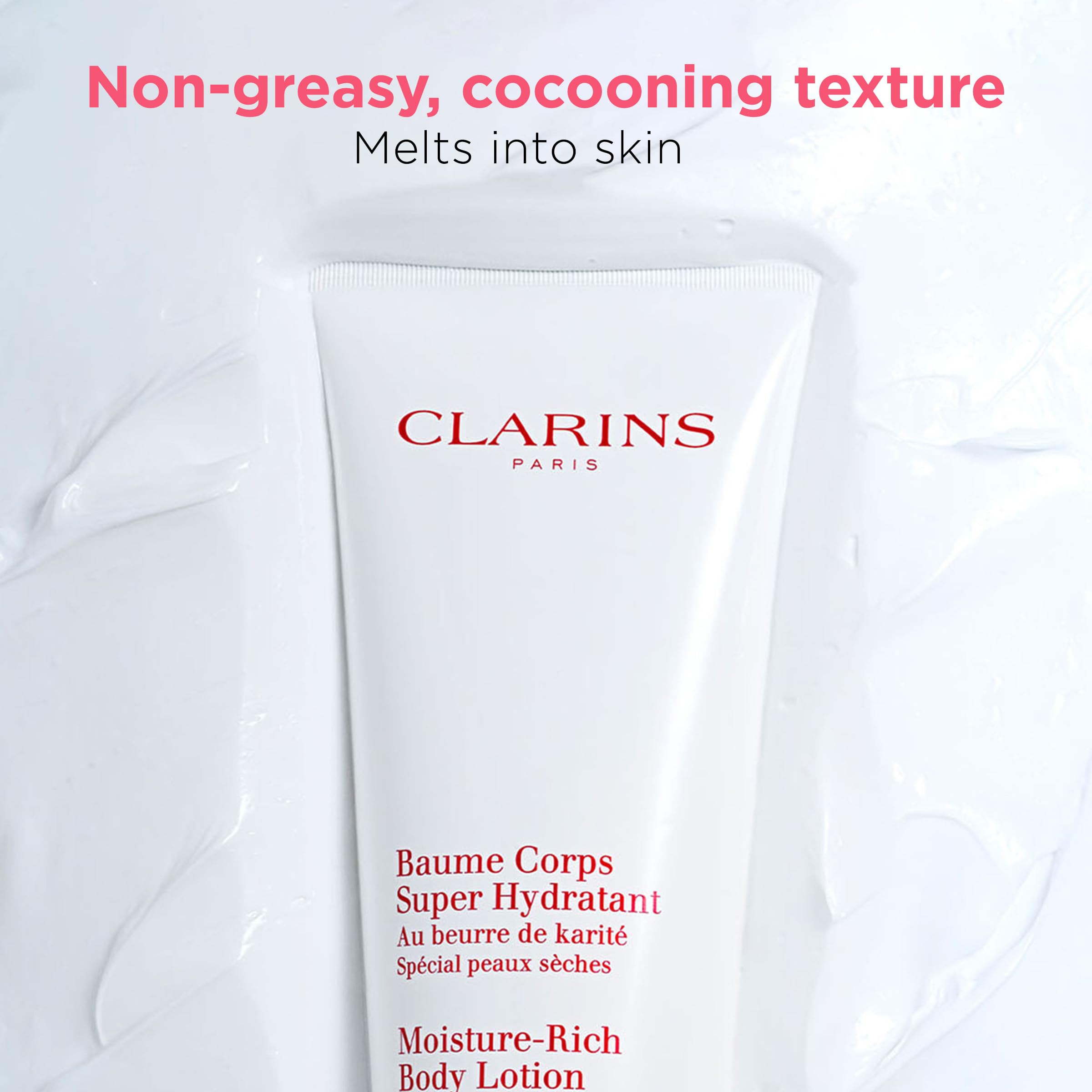 Clarins pump dispensing lotion illustrating easy application and controlled dosing