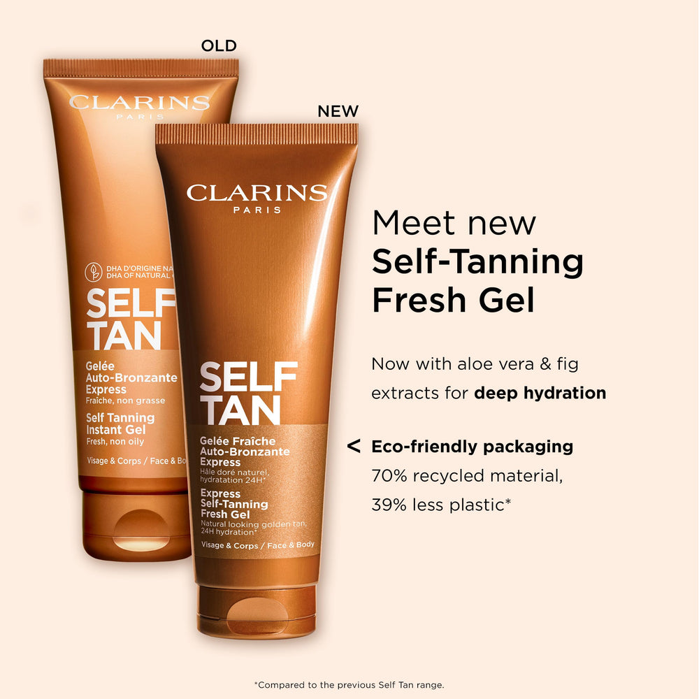 Clarins gel on bathroom vanity in lifestyle scene suggesting daily routine fit