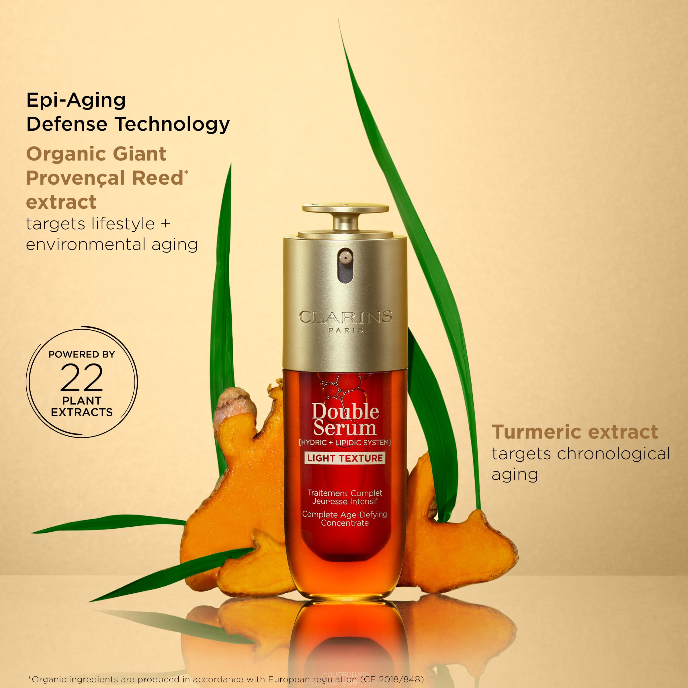 Clarins serum on hand application showing quick absorption and hydrated feel