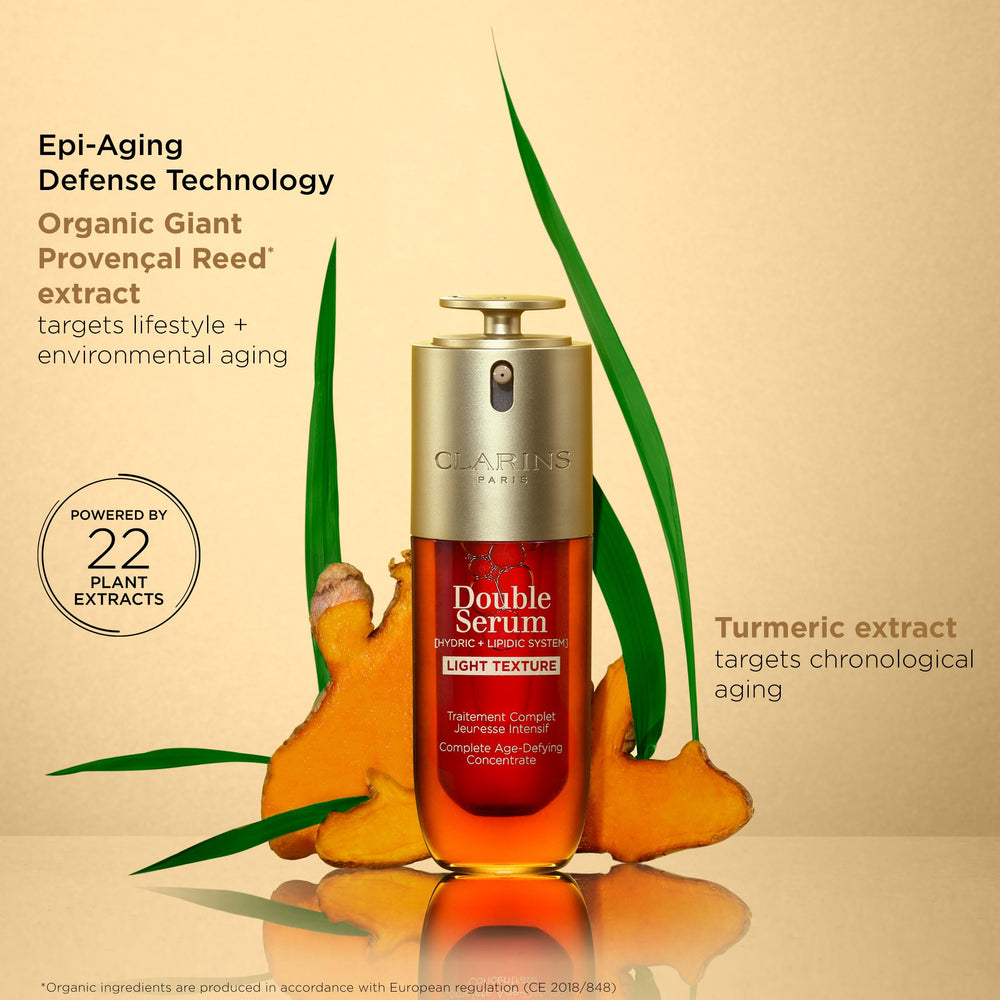 Clarins serum on hand application showing quick absorption and hydrated feel