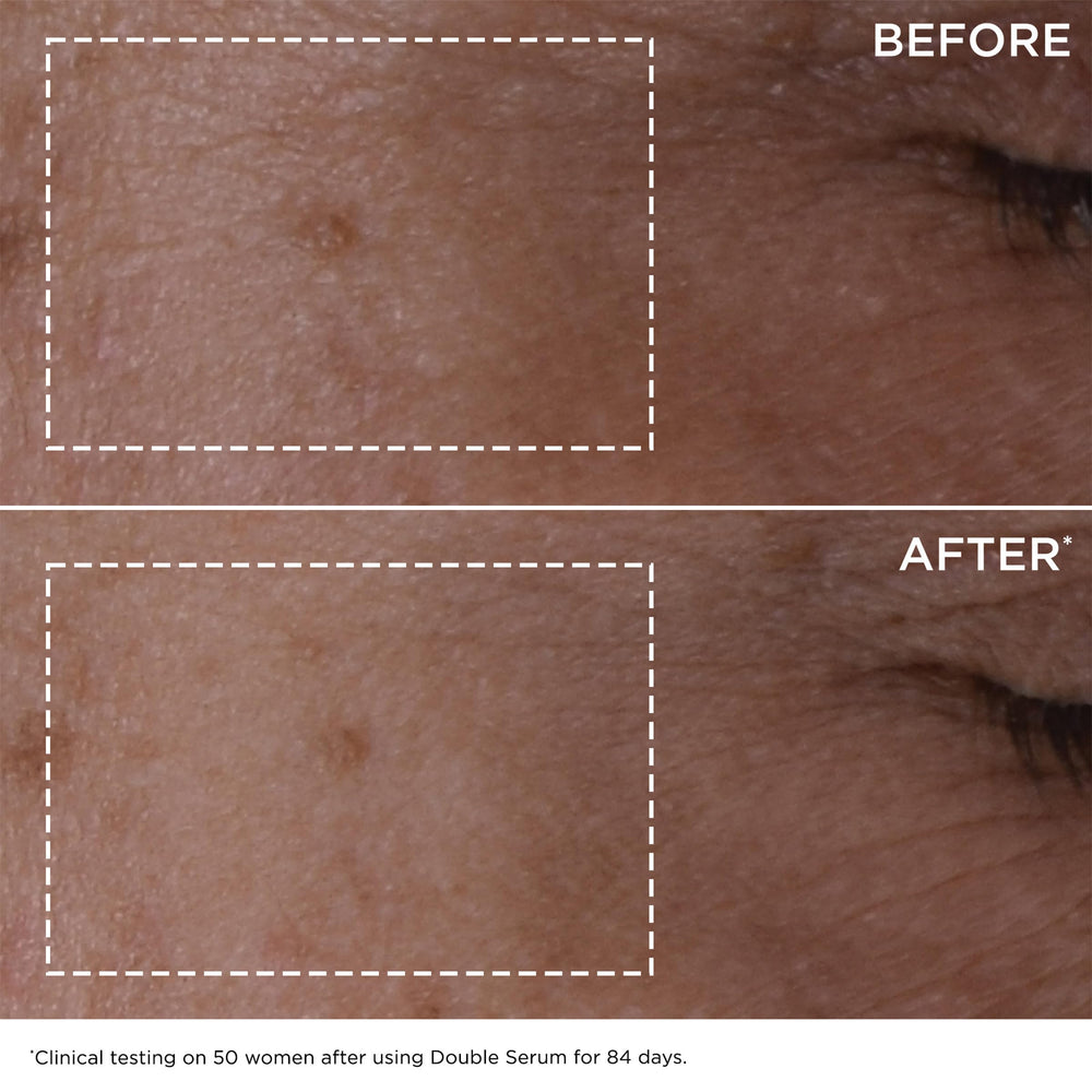 Clarins serum being dispensed from pump to demonstrate easy application