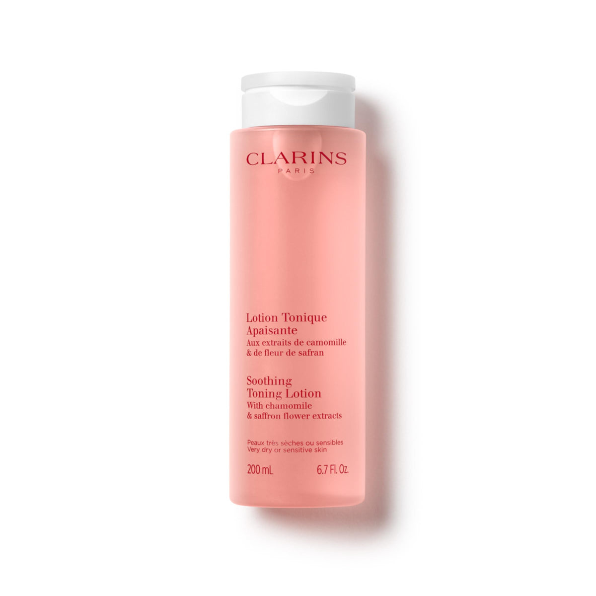 CLARINS front bottle showing label and calming benefits