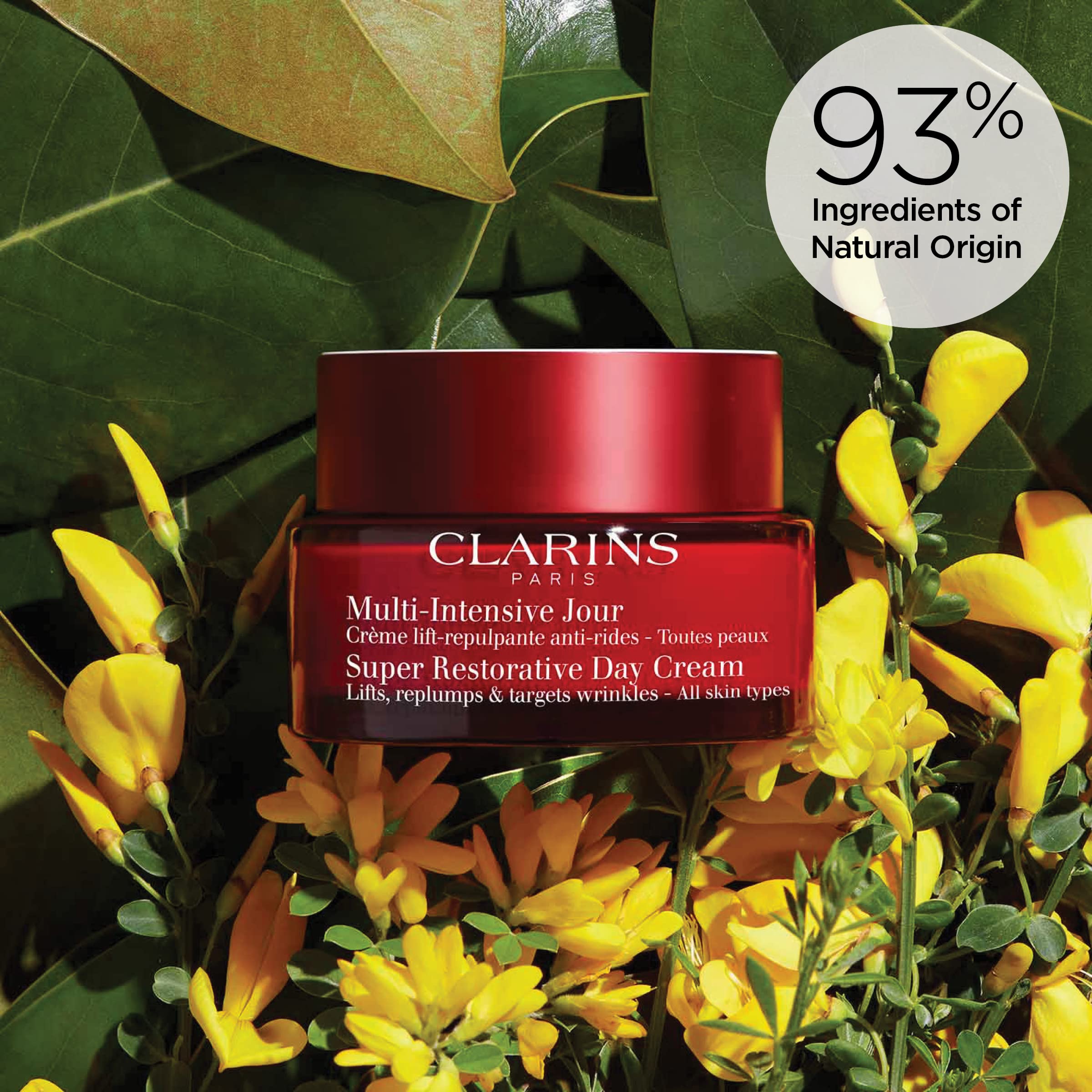 Clarins jar beside cap showing size and protective packaging benefit