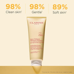 Clarins tube dispense showing foam texture for gentle effective cleansing