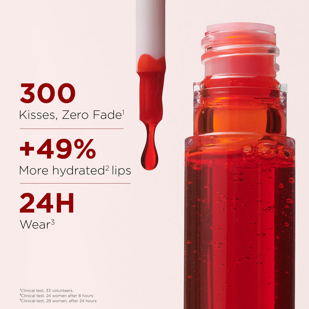 clarins Water Lip Stain on model lifestyle photo demonstrates natural matte look