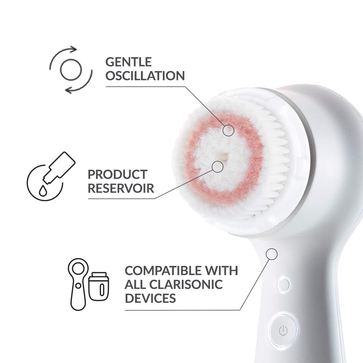 Clarisonic radiance attached to Mia Fit demonstrating compatibility and easy swap benefit