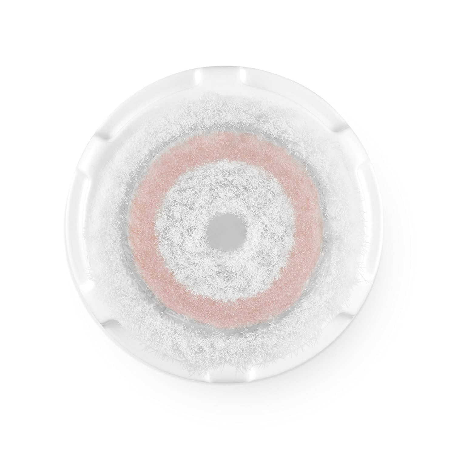 Clarisonic radiance front view showing round brush head and gentle design benefit