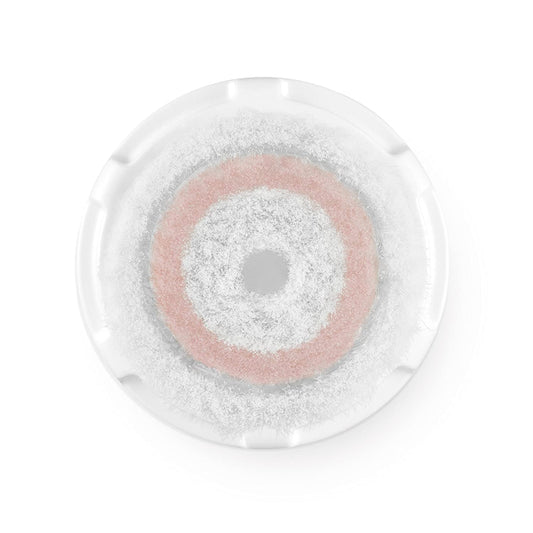 Clarisonic radiance front view showing round brush head and gentle design benefit