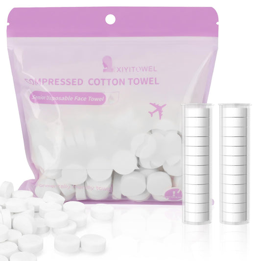 Classycoo front pack showing purple compressed towels and label, easy storage benefit