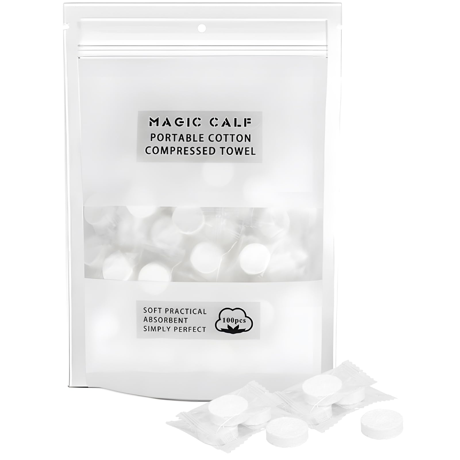 Classycoo front packaging showing 100 compressed towels and portability benefit