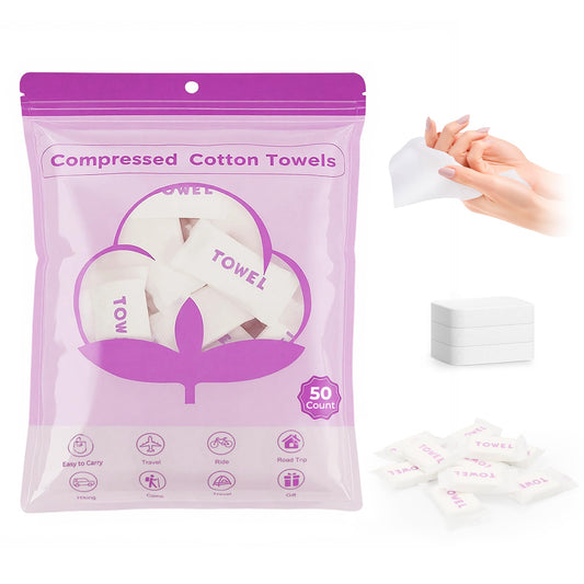 Classycoo front packaging showing 50 XL compressed towels and compact convenience