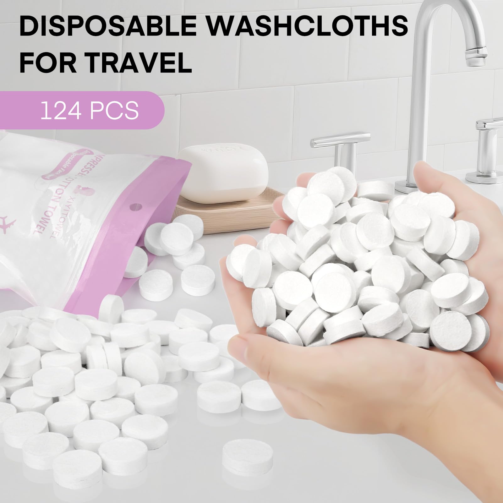 Classycoo tablet next to hand for scale, illustrates small size and space saving