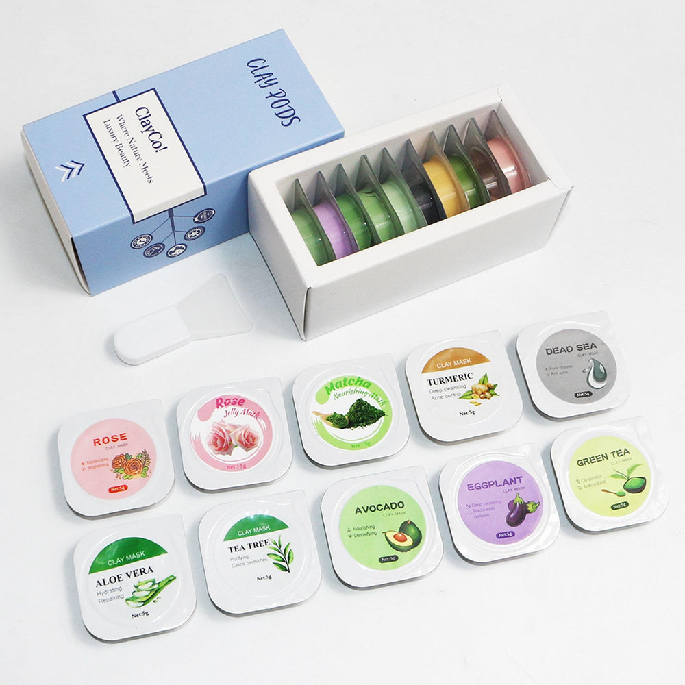 ClayCo! silicone applicator beside pods for mess-free, even spreading