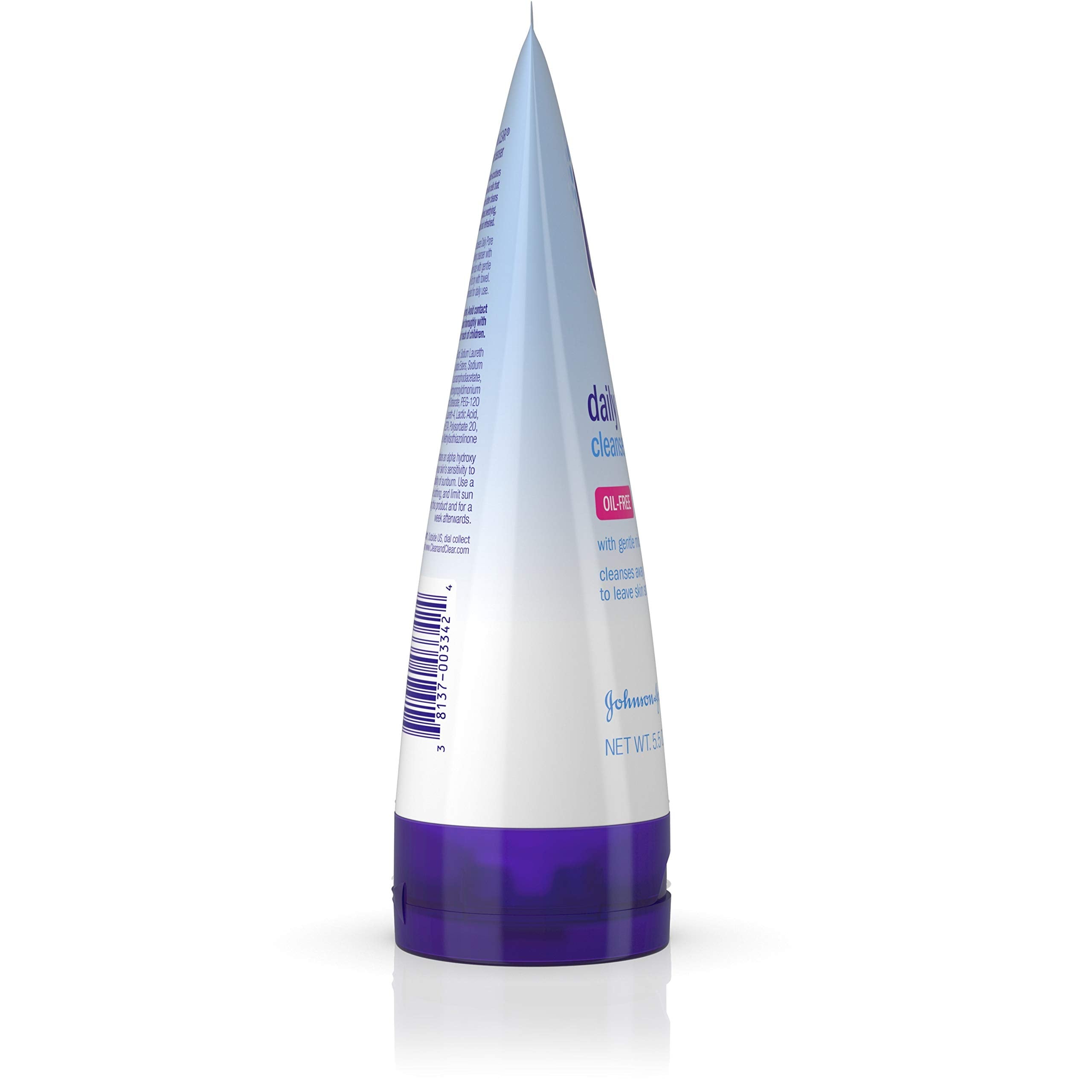 Clean & Clear back label with ingredients and usage guidance benefit