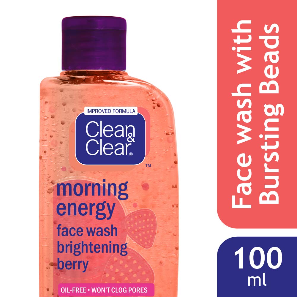 Clean & Clear gel texture with bursting beads visible for gentle exfoliation and brightening