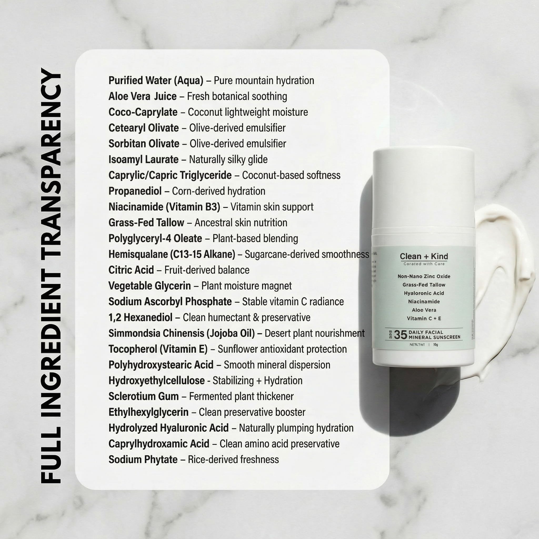 Clean + Kind sunscreen used outdoors showing daily protection and reef-friendly formula