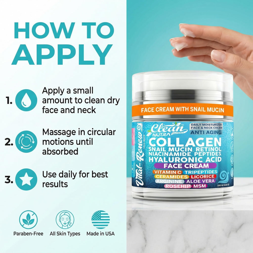 Clean Nutraceuticals hand applying cream to face and neck for easy daily use