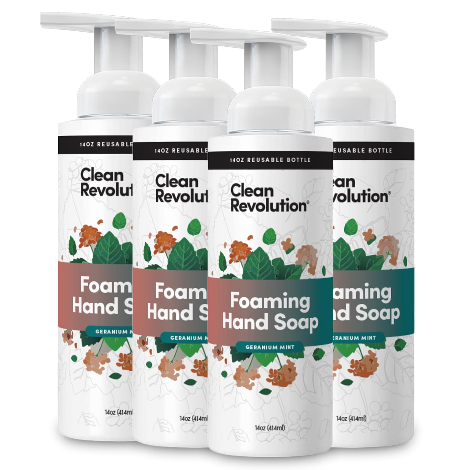 Clean Revolution front packaging geranium mint showing label and benefits