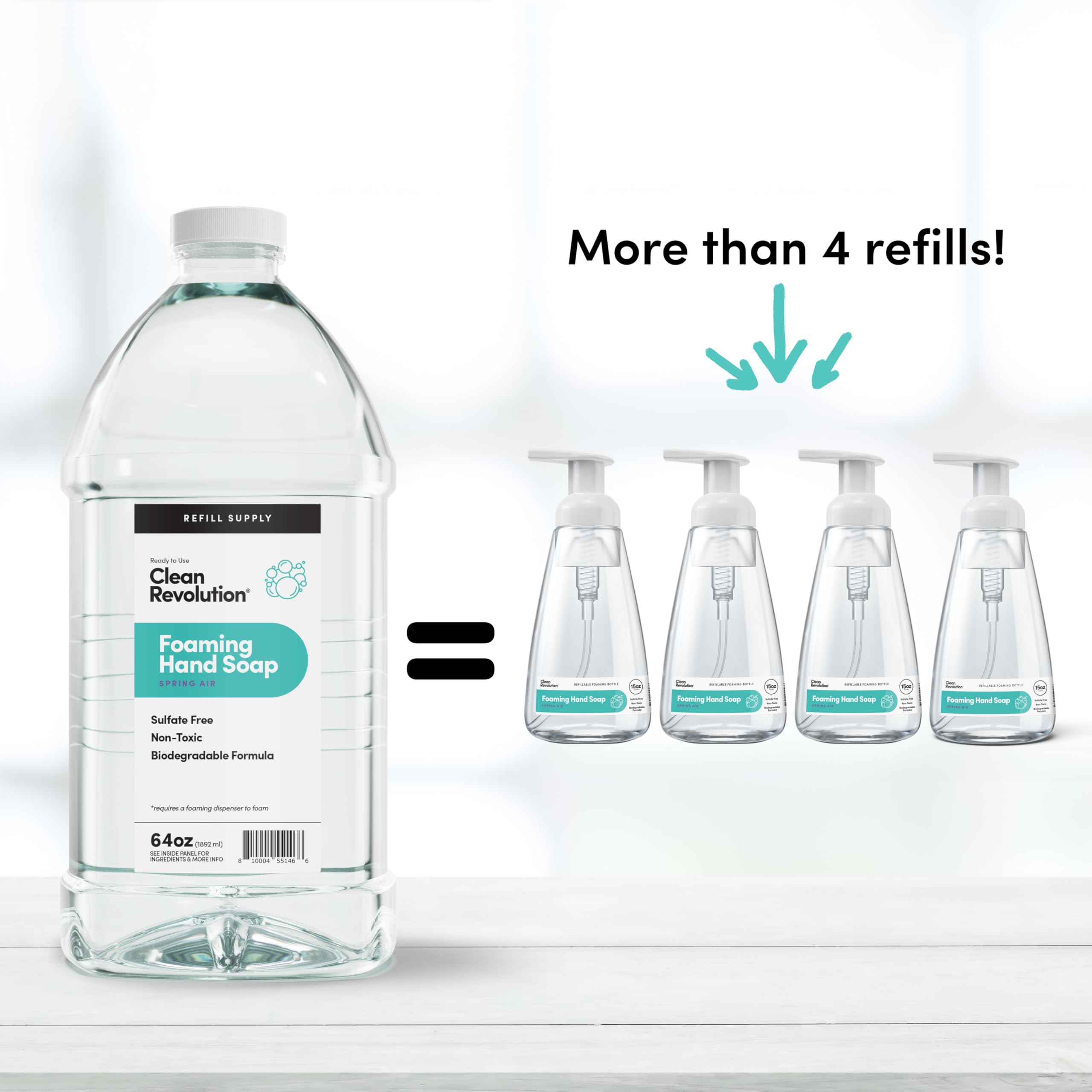 Clean Revolution pour spout detail for easy, mess-free refills