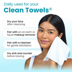 Compostable bag with Clean Skin Club towels highlighting eco-friendly disposal