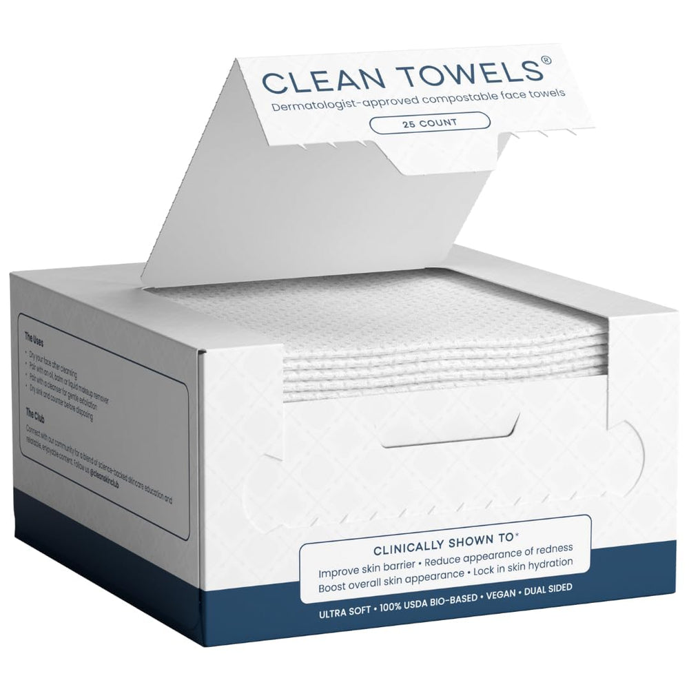Clean Skin Club front packaging showing 25-count and travel-friendly benefit