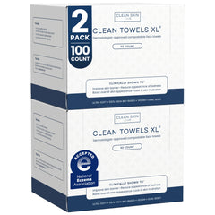 Clean Skin Club front packaging showing two 50-count packs for convenience