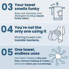 Clean Skin Club towel held in hand showing compact size for portability