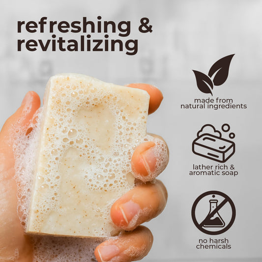 Cleanbar side cut revealing soap texture and moisturizing marbling for gentle skin feel