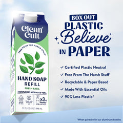 Cleancult close-up of soap texture pouring, showing smooth aloe-rich foam benefit