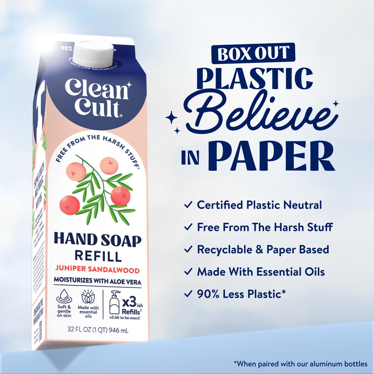 Cleancult paper pouch texture close-up highlighting recyclable material benefits