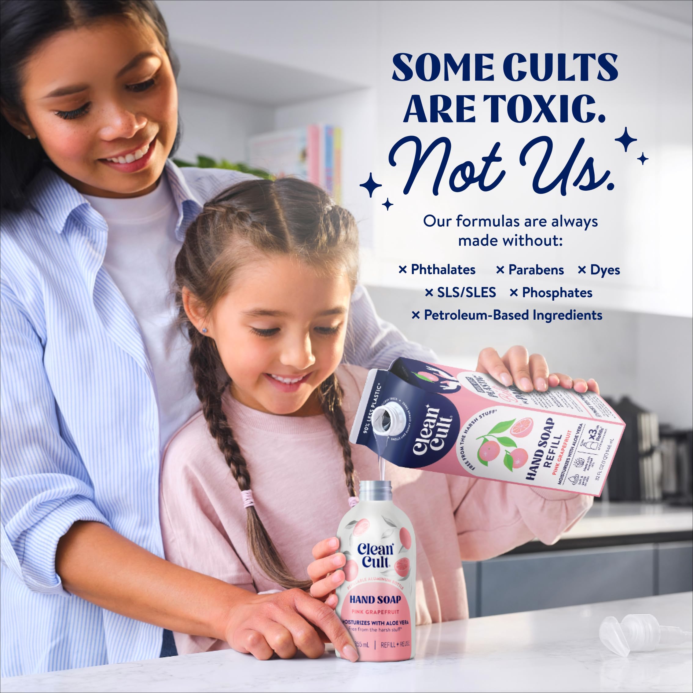 Cleancult ingredient label with aloe vera and essential oils listed