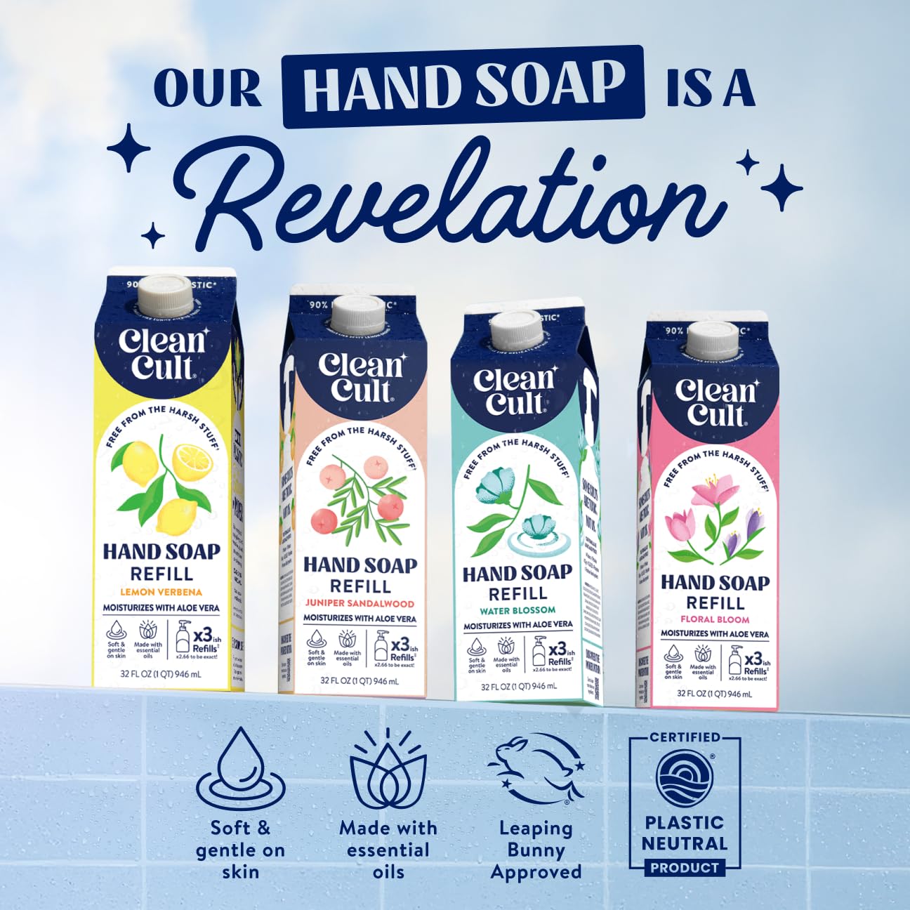 Cleancult soap lather on hands showing gentle cleansing and moisturizing