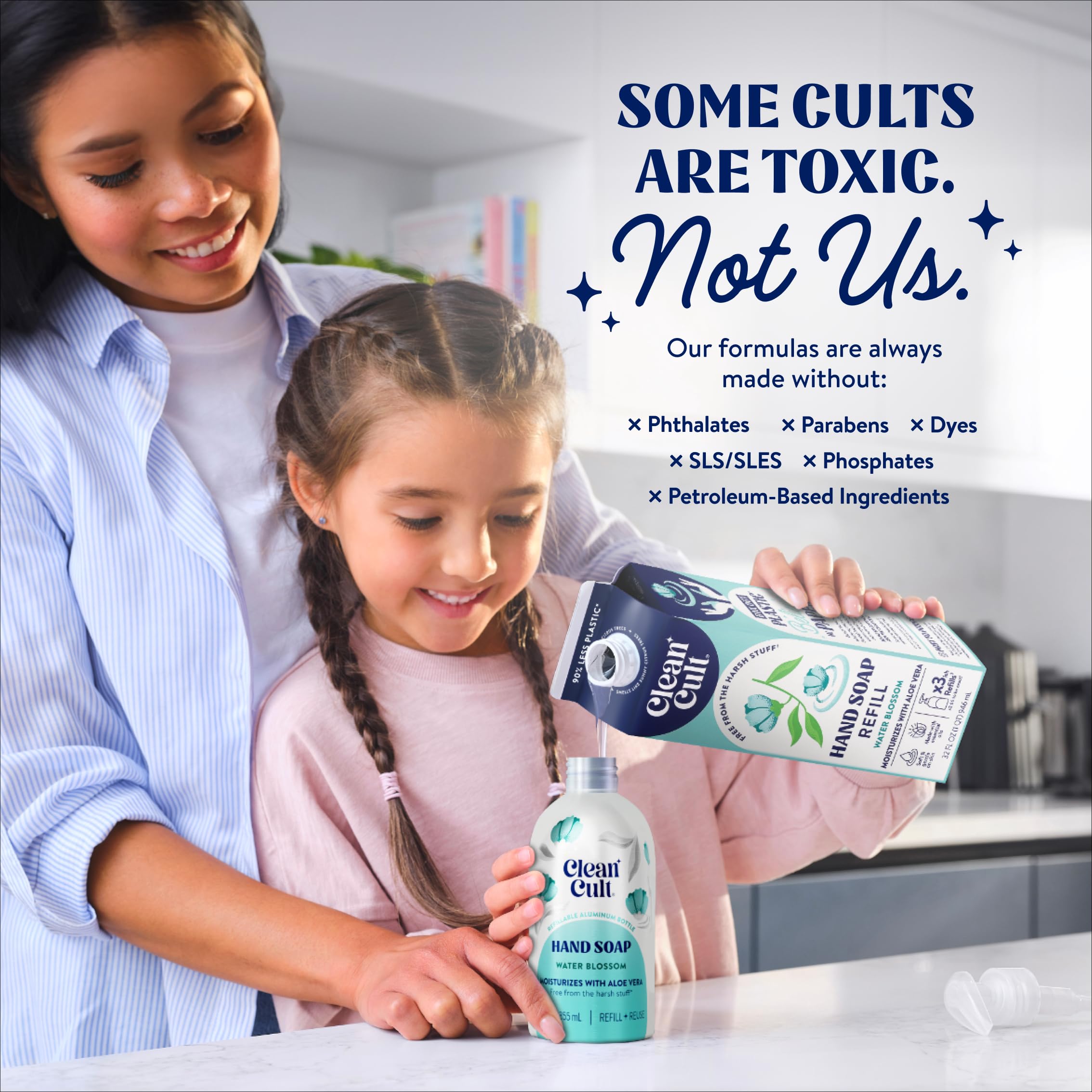 Cleancult Water Blossom label close-up highlighting ingredients like aloe and essential oils