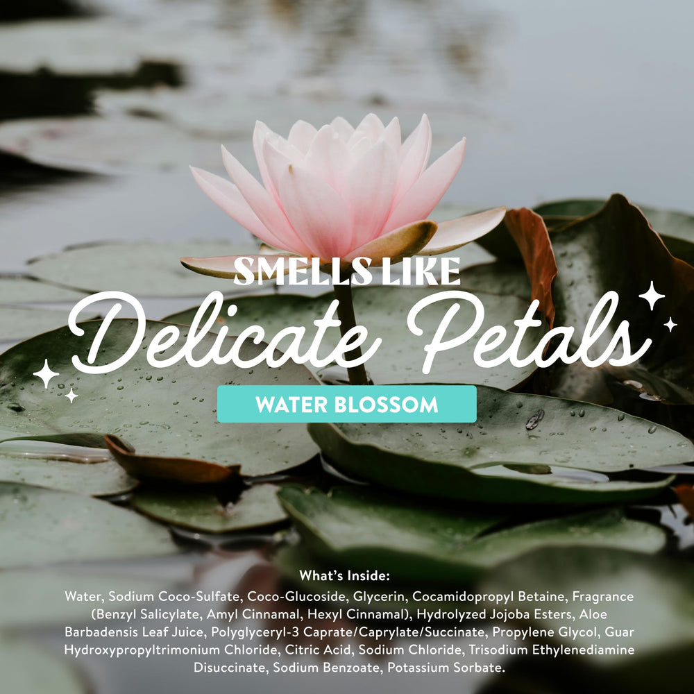 Cleancult Water Blossom next to common items showing 32 oz size and long-lasting supply