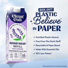 Cleancult pouring refill into bottle demonstrating easy refill