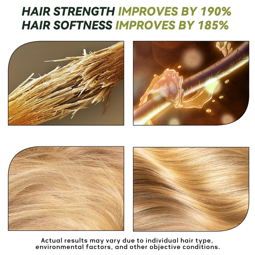 CLEANFULL before and after hair strand showing reduced breakage
