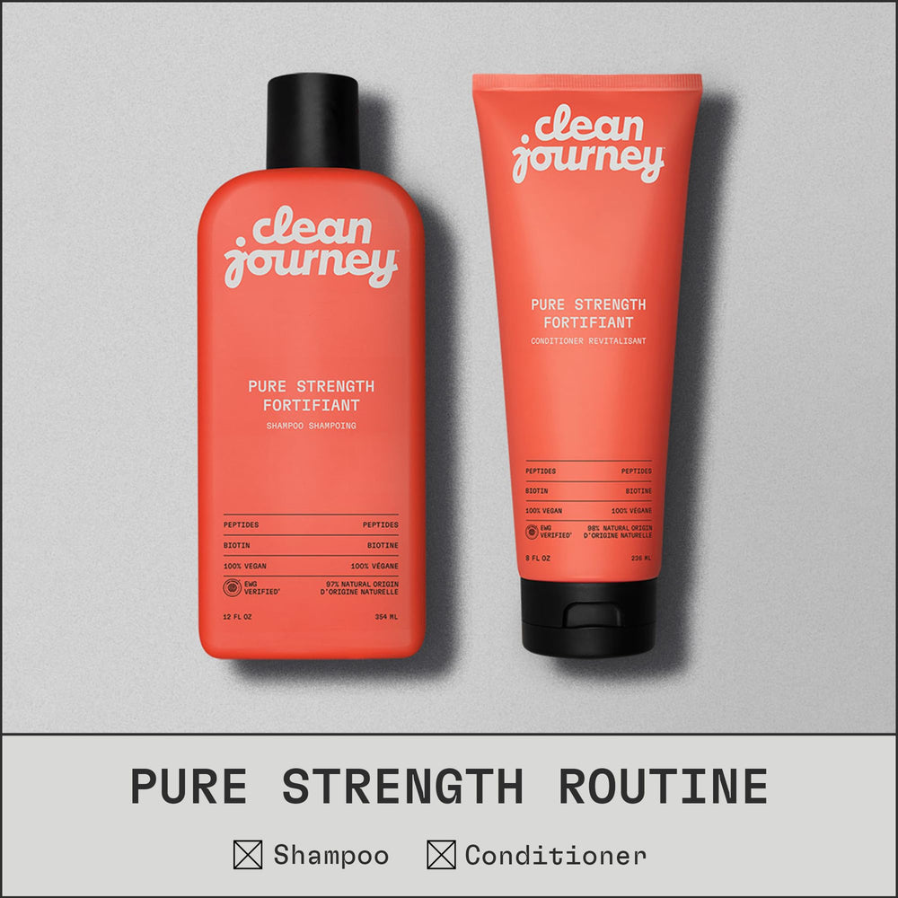 cleanjourney conditioner on bathroom shelf in routine setting for daily use benefit