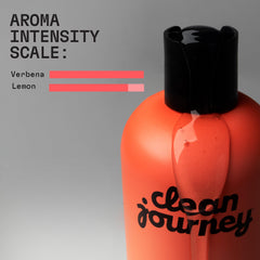cleanjourney shampoo in hand demonstrating lightweight feel and quick rinse